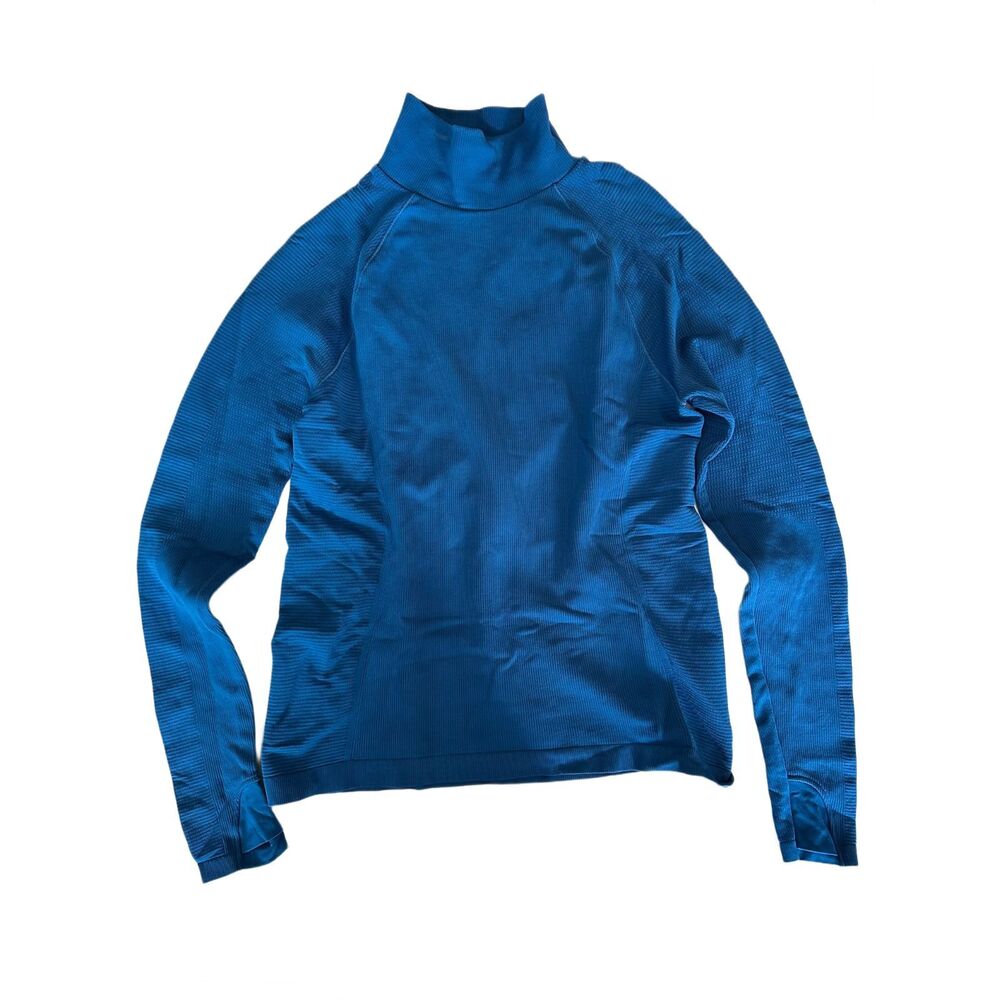 Athleta Flurry Seamless Turtleneck Top Blue Medium